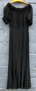 Antique Victorian Sheer Silk Dress with Empire Waist and Pin Pleated Bodice.  Some damage.