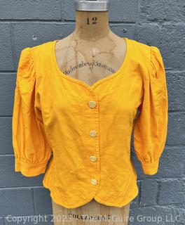 Vintage Yellow Cotton Yves Saint Laurent Variation Blouse 
