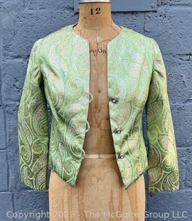 Vintage Green Silk with Foil Thread Evening Jacket