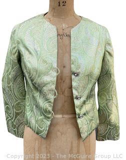 Vintage Green Silk with Foil Thread Evening Jacket