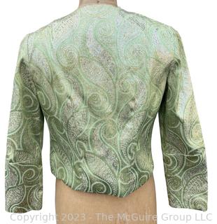 Vintage Green Silk with Foil Thread Evening Jacket