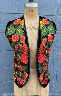 Velvet Embroidered Guatemalan Vest or Waistcoat