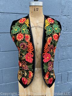 Velvet Embroidered Guatemalan Vest or Waistcoat