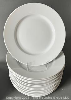 Set of Fourteen (14) Pottery Barn Dinner Plates, Great White Collection.  12" diameter