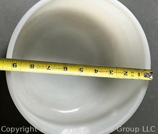 Group of Baking and Servingwares including White Pyrex and Sovirel Bowls, Emile Henry Ramekins and Ceramic Corn Motif Pitcher