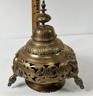 Moroccan Pierced Brass Hanging Lamp.  Needs repair.