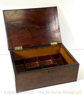 Antique French Birds Eye Travelers Writing Desk with Original Felt. Measures 15w x 10.5d x 6"h