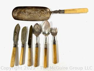 Antique Bone Handled Cutlery and Crumber