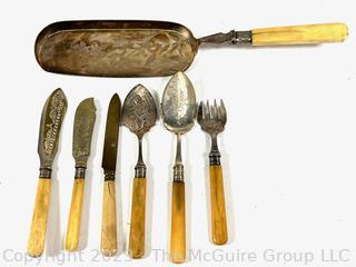 Antique Bone Handled Cutlery and Crumber