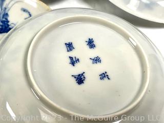 Group of Blue & White Asian Porcelain China with Chopmark