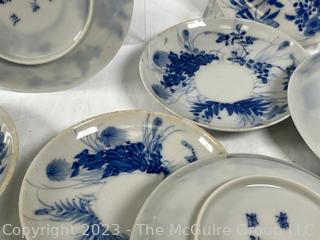 Group of Blue & White Asian Porcelain China with Chopmark