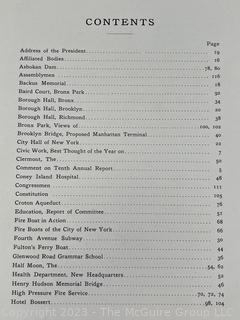 Three (3) Antique Books Including Tenth Annual Report Of The Brooklyn League 1910, The World in 1964, History As We Lived It and Both Sides of Broadway NYC 1910