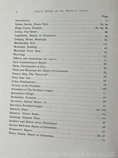 Three (3) Antique Books Including Tenth Annual Report Of The Brooklyn League 1910, The World in 1964, History As We Lived It and Both Sides of Broadway NYC 1910