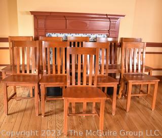 Long Custom Dining Table with Carved Edge and Ten (10) Matching Chairs.  111"L x 41"W X 30".