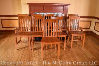 Long Custom Dining Table with Carved Edge and Ten (10) Matching Chairs.  111"L x 41"W X 30".