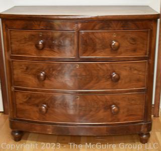 19th Century English Mahogany Bow Front Chest of Drawers. 41" x 38" x 21"