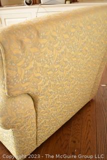 Yellow Brocade Upholstered Arm Chair.  32" x 35" x 40"