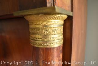 19th Century French Empire Drop Front Desk Secretaire À Abattant With Marble Top and Bronze Ormolu Elements.