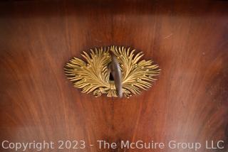 19th Century French Empire Drop Front Desk Secretaire À Abattant With Marble Top and Bronze Ormolu Elements.