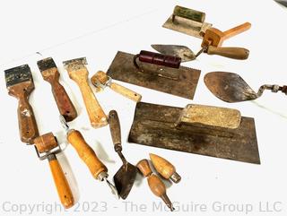 Group of Hand Tools Including Masonry, Scrapers Rollers 