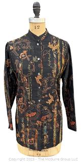 Chico's Art To Wear Cotton Button Up Floral Embroidered Jacket