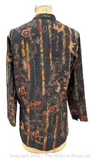 Chico's Art To Wear Cotton Button Up Floral Embroidered Jacket