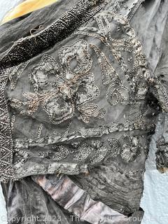 Victorian Black Lace and Bead Mourning Gown.  Condition issues.