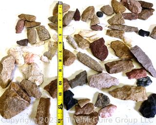 Group of Flint Arrowheads and Unfinished Arrowhead Fragments 