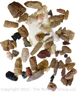 Group of Flint Arrowheads and Unfinished Arrowhead Fragments 