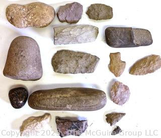 Group of Fossils, Flint Arrowheads and Amethyst Crystal.