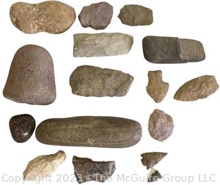 Group of Fossils, Flint Arrowheads and Amethyst Crystal.