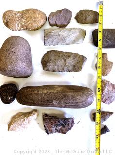 Group of Fossils, Flint Arrowheads and Amethyst Crystal.