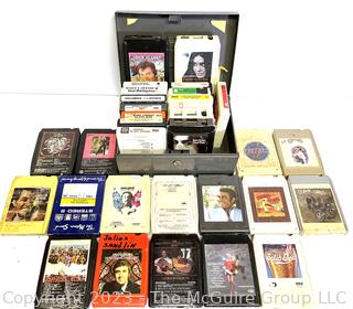 Group of Eight Track Tapes in Carrying Case. Includes Beatles, James Taylor, The Carpenters, Bee Gees and Bob Dylan. 