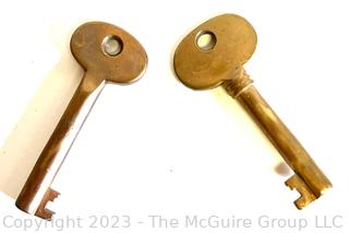 Two (2) Brass Skeleton Keys