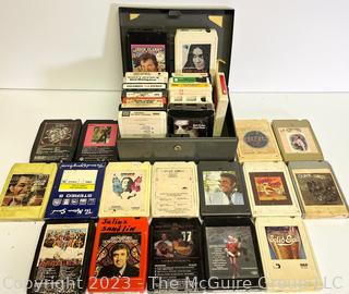 Group of Eight Track Tapes in Carrying Case. Includes Beatles, James Taylor, The Carpenters, Bee Gees and Bob Dylan. 