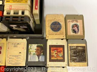 Group of Eight Track Tapes in Carrying Case. Includes Beatles, James Taylor, The Carpenters, Bee Gees and Bob Dylan. 