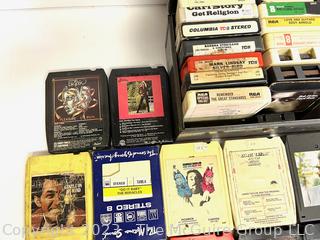 Group of Eight Track Tapes in Carrying Case. Includes Beatles, James Taylor, The Carpenters, Bee Gees and Bob Dylan. 