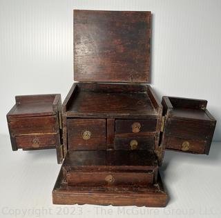 Japanese Wooden Tansu Writing Desk Tea Chest with Drawers Suzuribako Zeni-Bako 