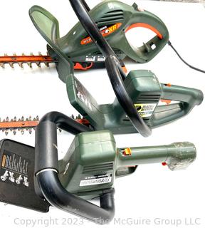 Three (3) Electric Hedge Trimmers. Working