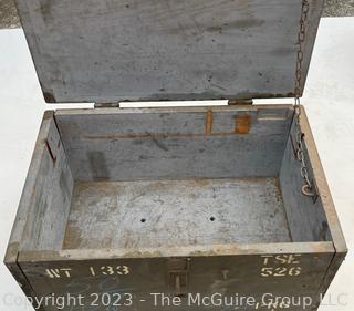 US Military Wooden Equipment Box with Hinged Top