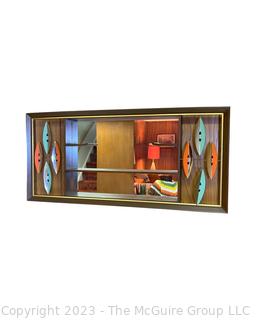 Vintage Turner Mid Century Modern Wall Accessory Shadow Box with Orange and Green Leaf Cutouts.  41" x 21" x 5"