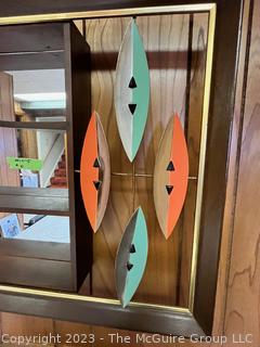 Vintage Turner Mid Century Modern Wall Accessory Shadow Box with Orange and Green Leaf Cutouts.  41" x 21" x 5"