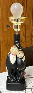 Laurel and Hardy Table Lamp. 13" Tall 