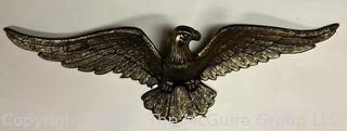 Cast Metal Three Dimensional Mantel Eagle.  29" long 