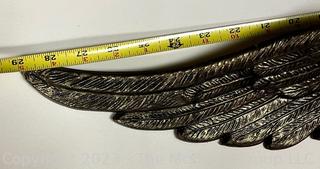 Cast Metal Three Dimensional Mantel Eagle.  29" long 