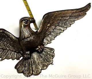 Cast Metal Three Dimensional Mantel Eagle.  29" long 