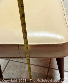 Mid Century White Vinyl Upholstered Stool 