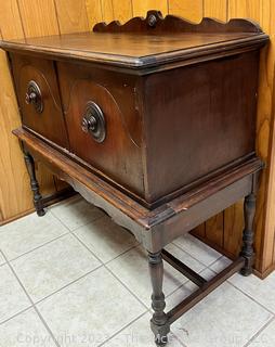 Victorian Jacobean Style Buffet Sideboard Two Door Cabinet. Measures 39W x 20D x 35"T