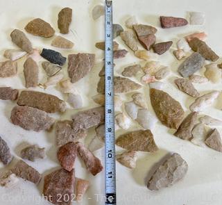 Collection of Flint Arrowheads and Unfinished Arrowhead Fragments