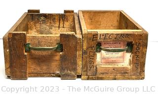 (2) Two "Explosives" Wood Crates with Metal Handles